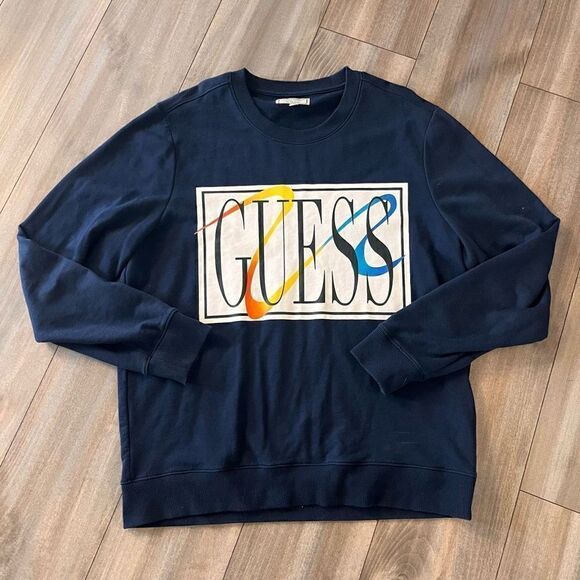 Guess Jeans Navy‎ Casual Pullover Shirt Men XL - Picture 1 of 4
